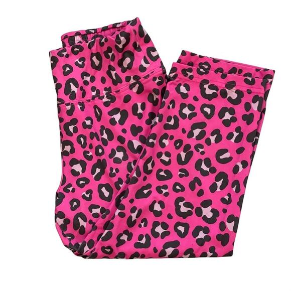 Justice Girls Pink Cheetah Capri Stretch Pants Size 10 Leggings - Picture 3 of 3